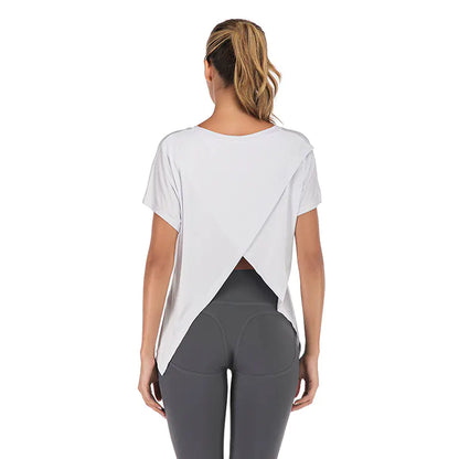 Velora V-Neck Sports T-Shirt with Open Back