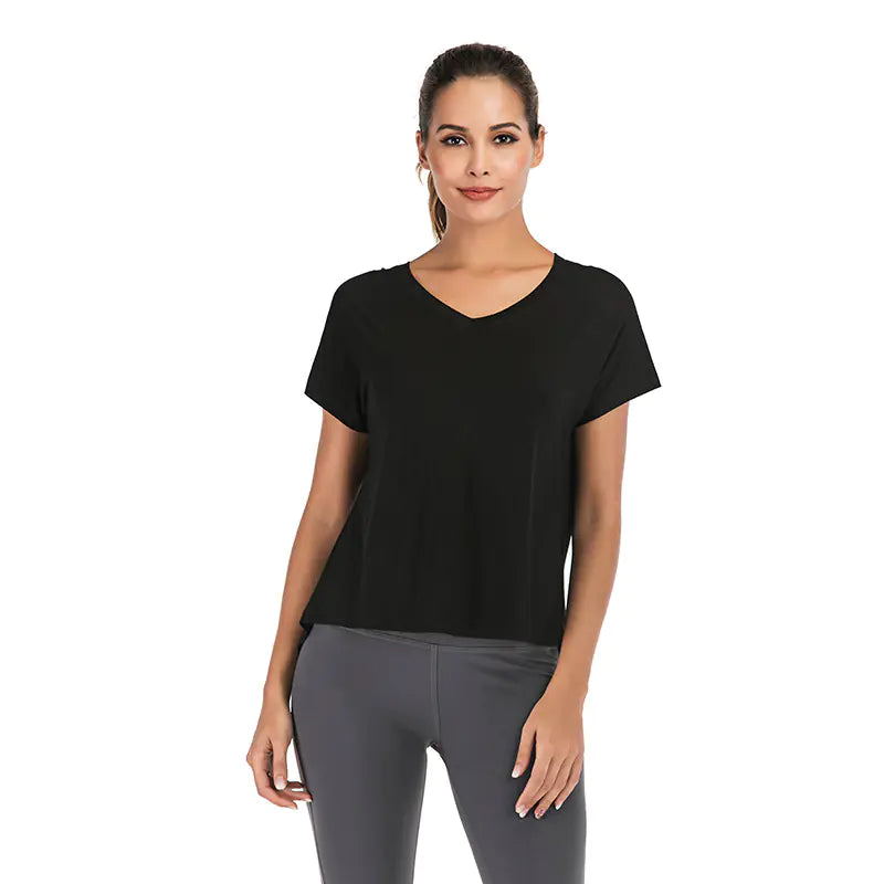 Velora V-Neck Sports T-Shirt with Open Back